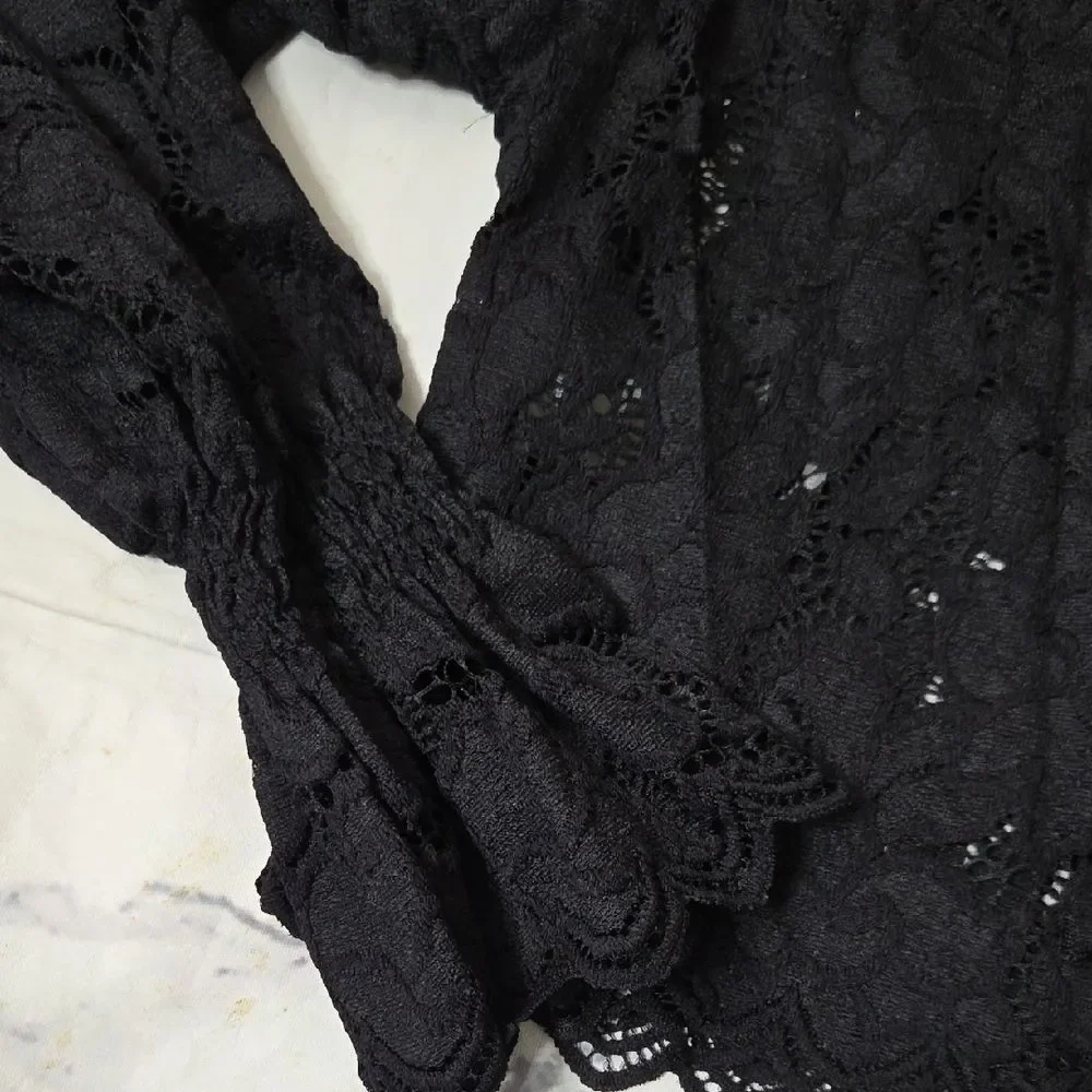 Free People Black Lace Blouse
